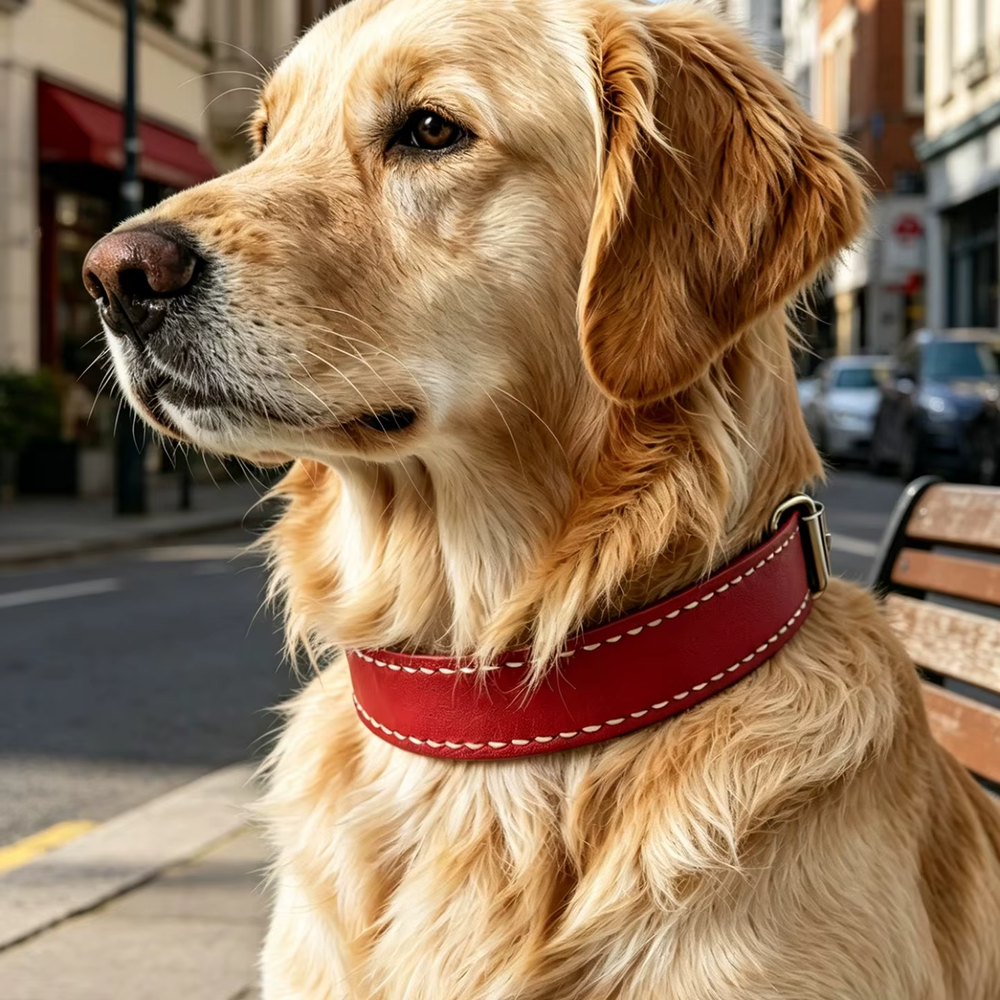 Collar de Perro de Cuero Genuino Antitirones Ajustable - imagen 4