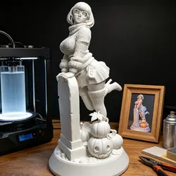 Figurilla de resina en miniatura con temática de Halloween – Coleccionable sin pintar