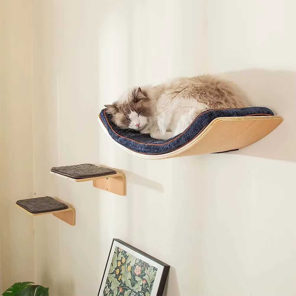 Torre para gatos de pared con hamaca, escaleras y casita - imagen 3