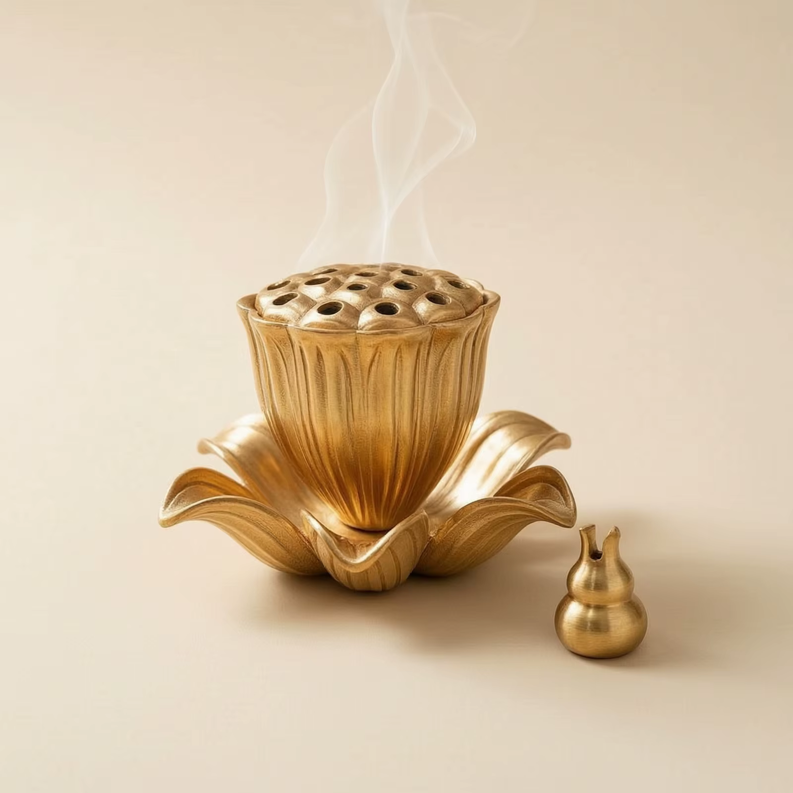 Incensario de Latón para Incienso – Quemador Decorativo con Tapa - imagen 2
