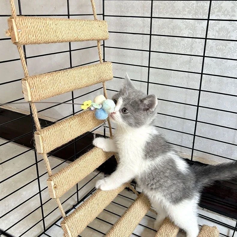 Escalera Rascador para Gatos de Madera con Cuerda de Sisal - imagen 2
