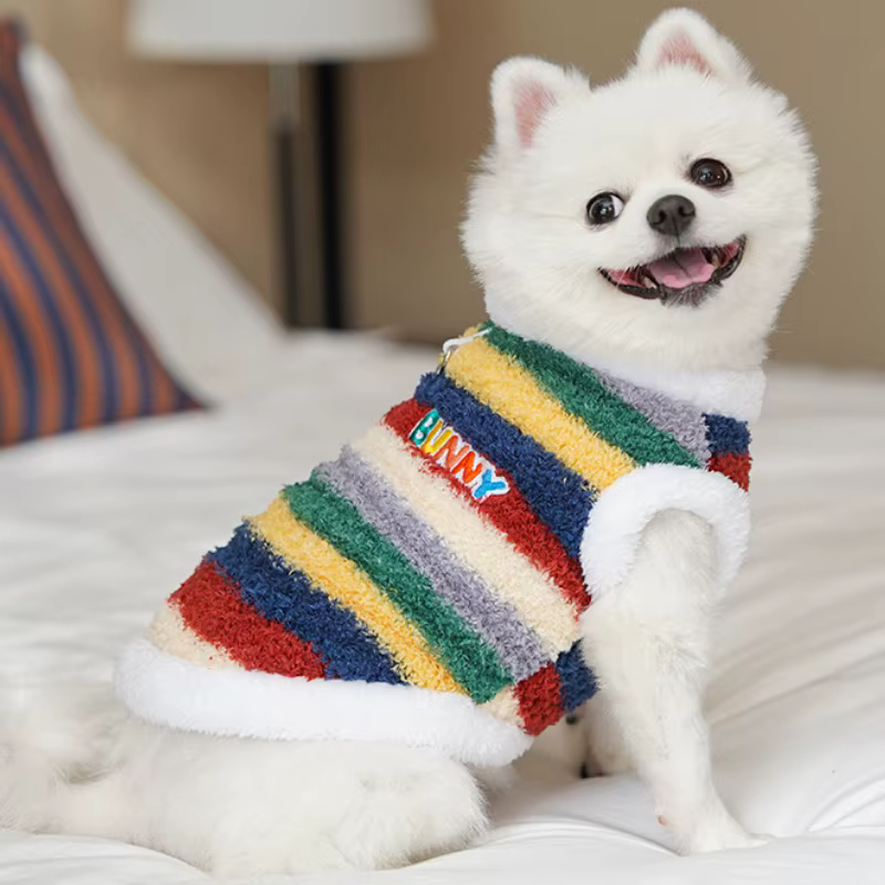 Sudadera con capucha a rayas para perros – Suéter cálido de otoño - imagen 4
