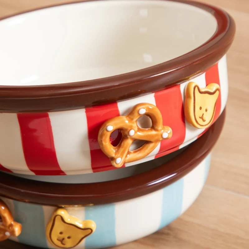 Comedero cerámica rayas retro 3D para perros y gatos - imagen 2