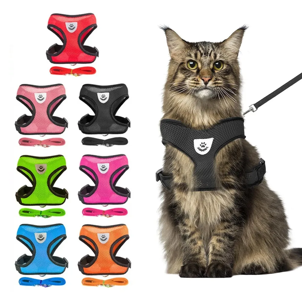 Arnés transpirable antiescapes para gatos y perros con correa ajustable - imagen 4
