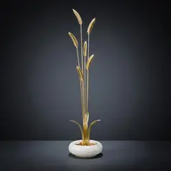 Escultura Decorativa de Latón con Cuenco de Jade – Pieza de Mesa