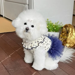 Minifalda floral de verano para Bulldog Francés con tutú y velos
