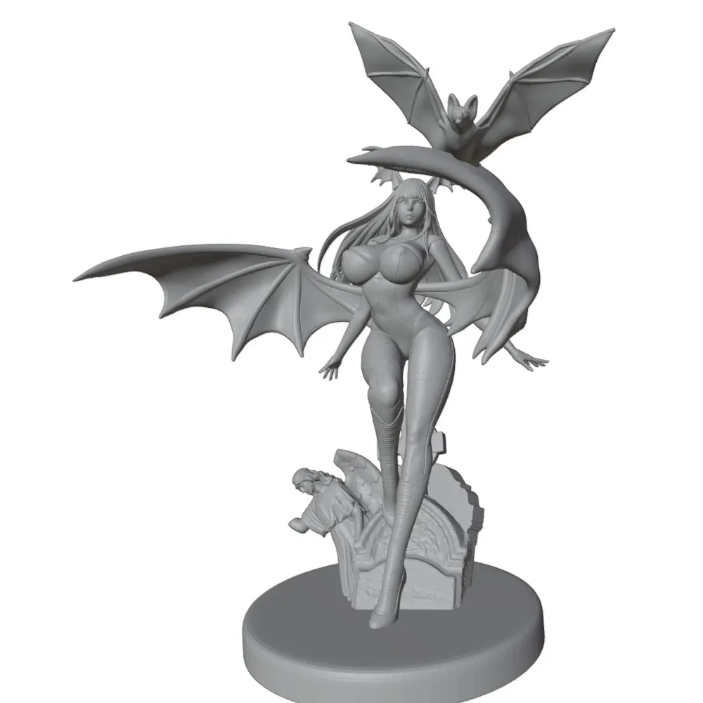 Figura coleccionable de anime impresa en 3D gris, sin montar DIY - imagen 4