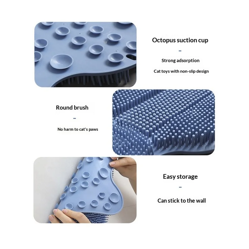 Cepillo masajeador de pared para gatos – Almohadilla rascadora de silicona - imagen 3