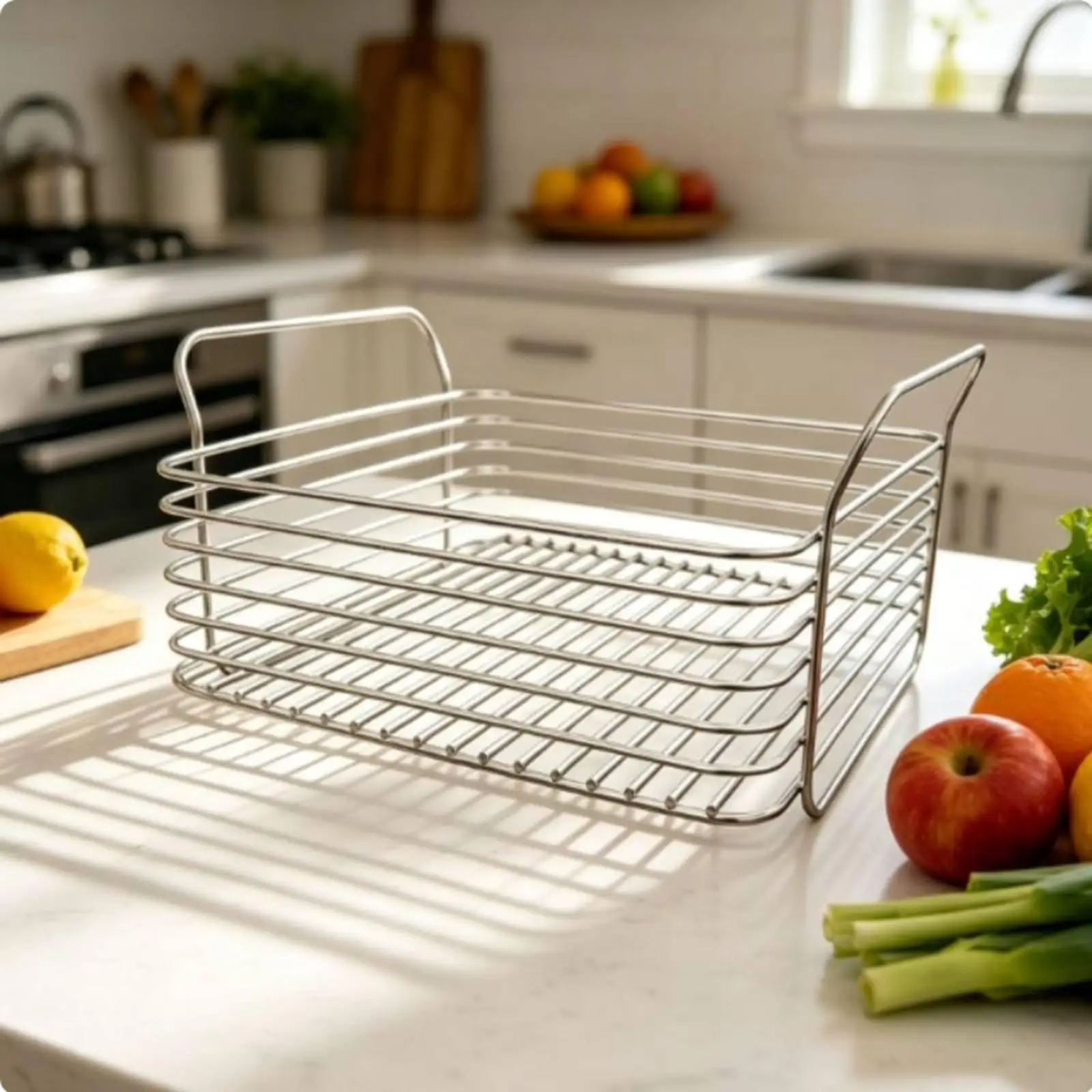 Cesta Apilable de Acero Inoxidable para Cocina y Frutas - imagen 4