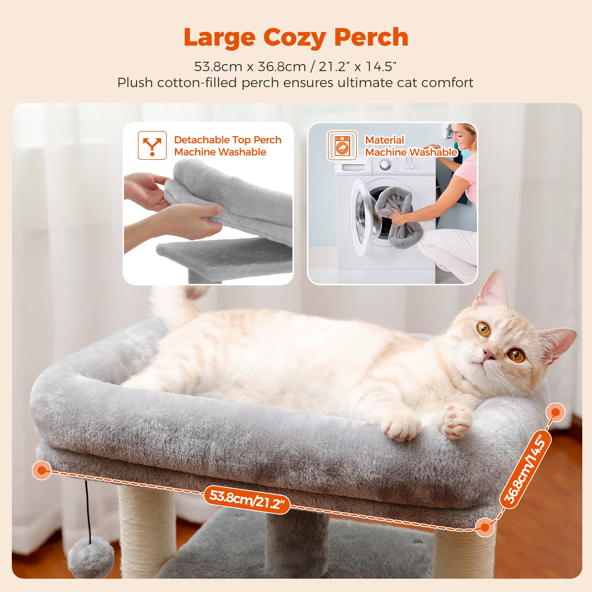 Torre rascador para gatos pequeños con cama y percha suave - imagen 3
