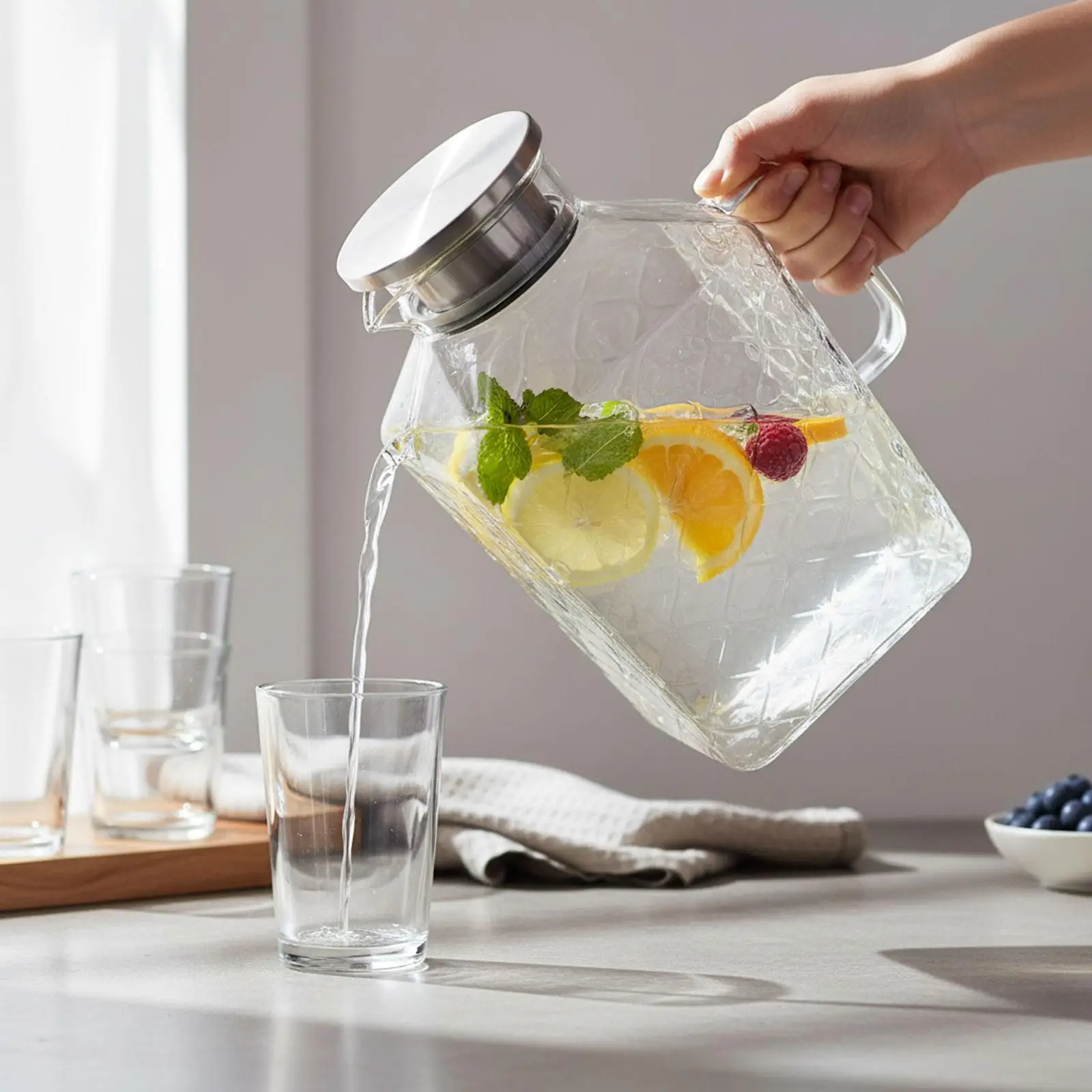 Jarra de agua de vidrio con tapa para gatos y perros - imagen 5