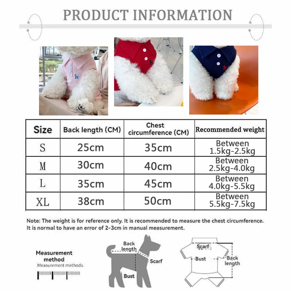 Detalle de la camiseta polo para perros pequeños