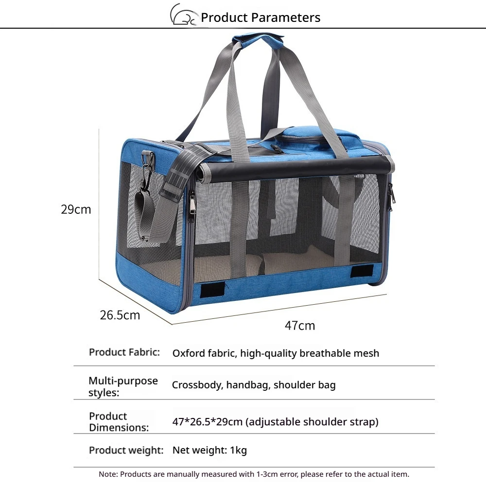 Transportín transpirable plegable para gatos y perros, viaje aéreo - imagen 3