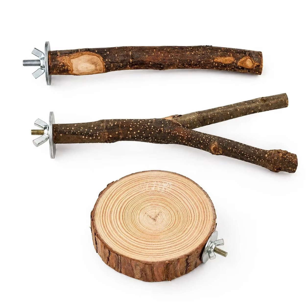 Columpio de madera natural para loros y cotorras