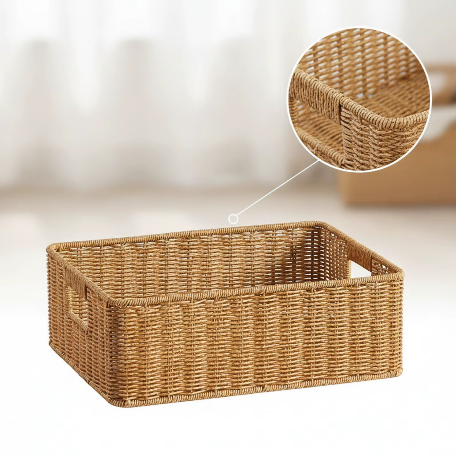Cesta tejida para almacenar comida y accesorios de gatos y perros