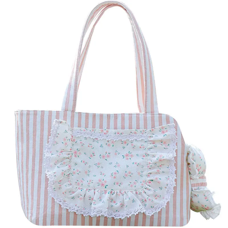 Bolsa de transporte bandolera rayas para gatos y perros pequeños - imagen 4