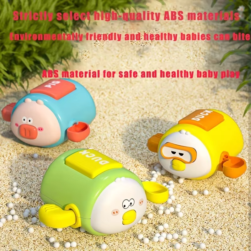 Set de juguetes flotantes para baño infantil – Pato y cerdito con cuerda - imagen 4