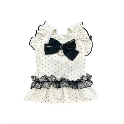 Vestido transpirable con encaje y lazo para perros y gatos Teddy