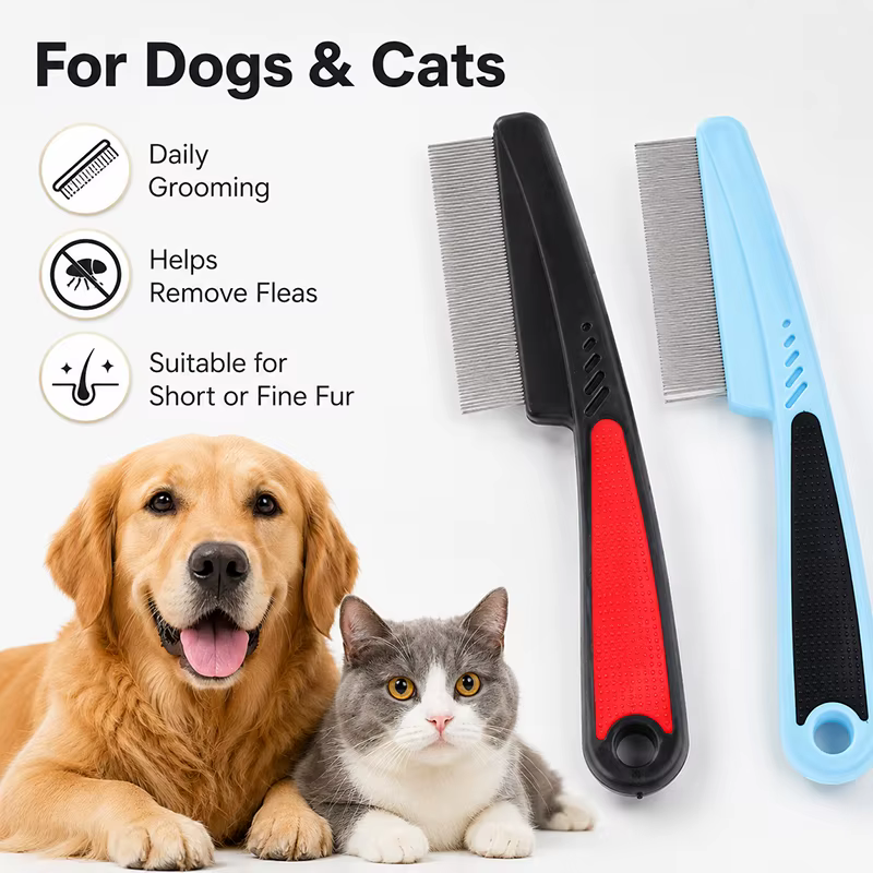 Peine pulgas y piojos de acero para perros y gatos – dientes finos - imagen 3