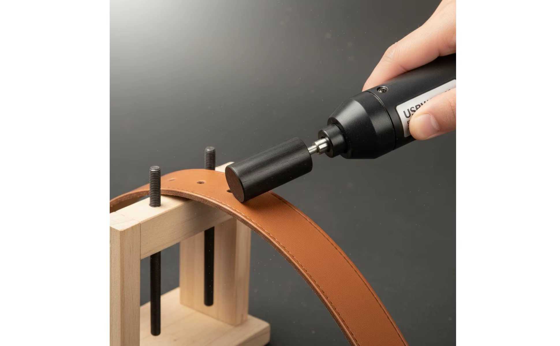 Accesorio de pulido de cuero Rosewood con cabezal de palisandro