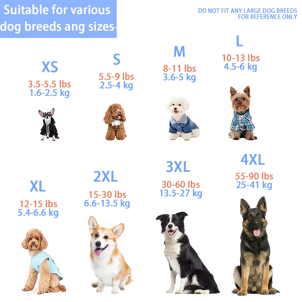 Guía de tallas para camiseta de perro