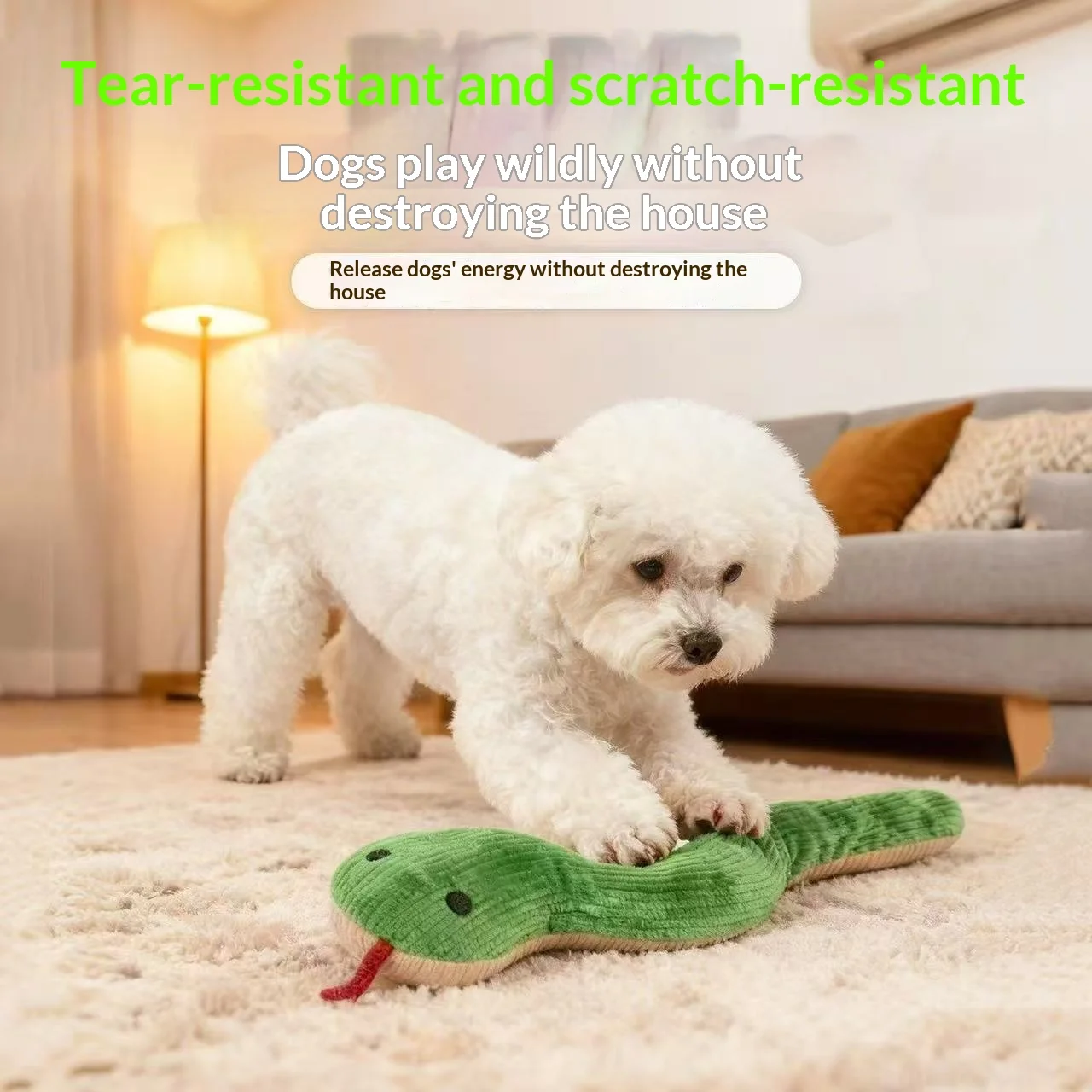 Juguete serpiente verde para perros antiaburrimiento masticar crujiente - imagen 3