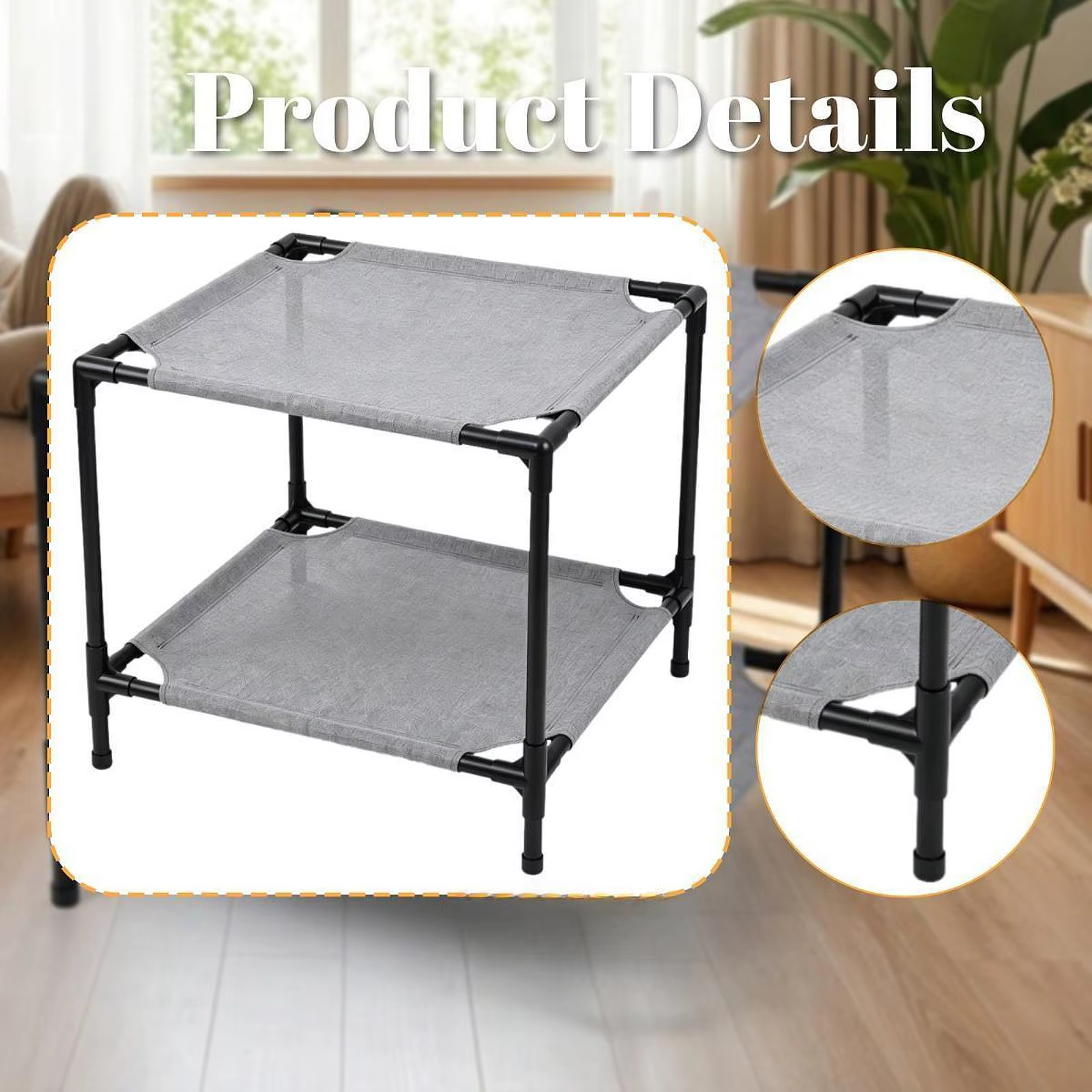 Cama doble elevada para gatos – Refrescante, transpirable y portátil - imagen 2
