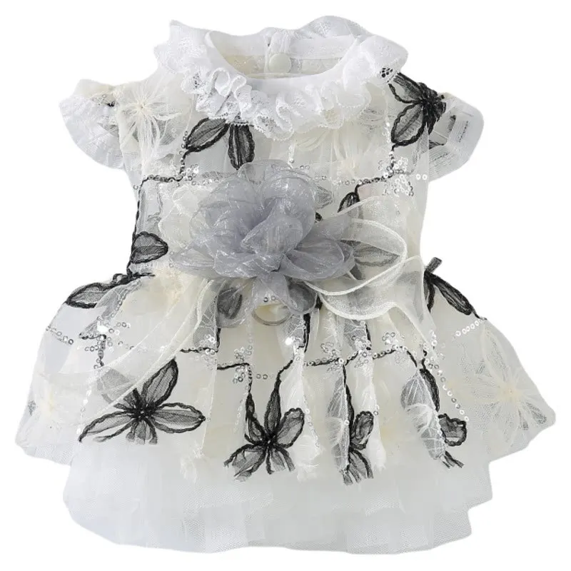 Ropa de malla bordada para perros Yorkshire: chaleco vestido princesa