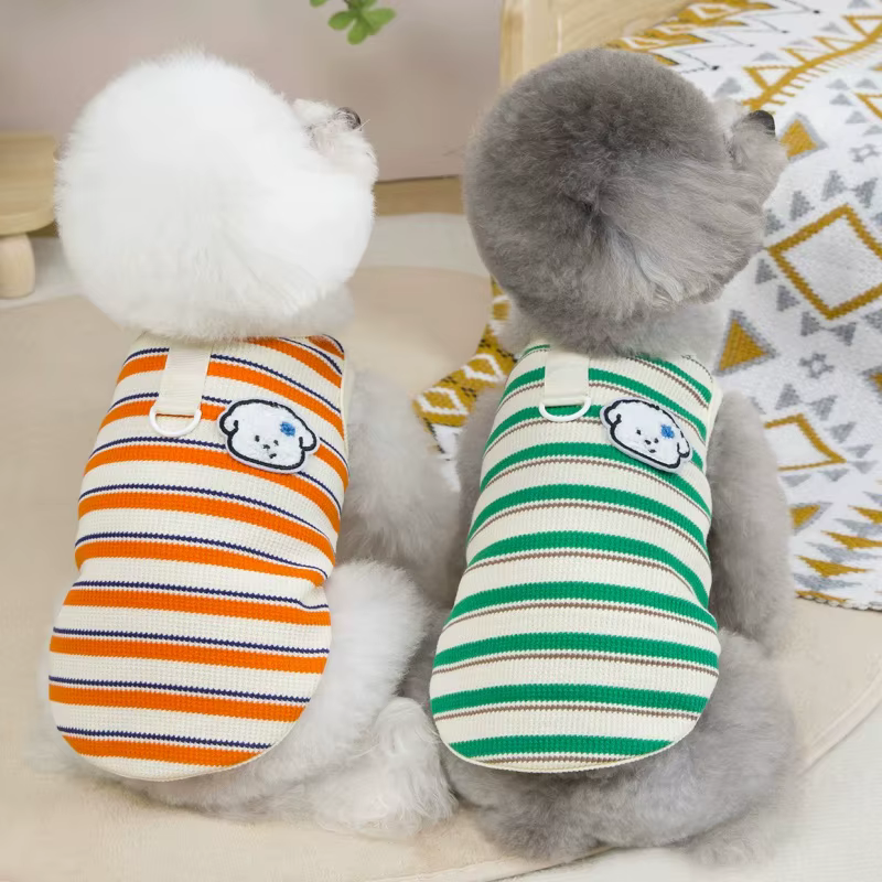 Chaleco de verano a rayas para perros y gatos – Fino con parche - imagen 3