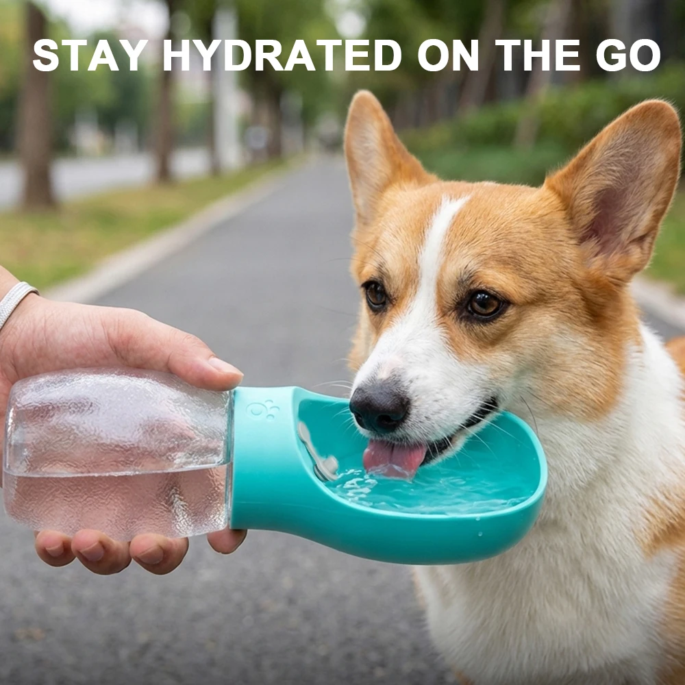 Botella de agua portátil antigoteo para perros, tazón de viaje