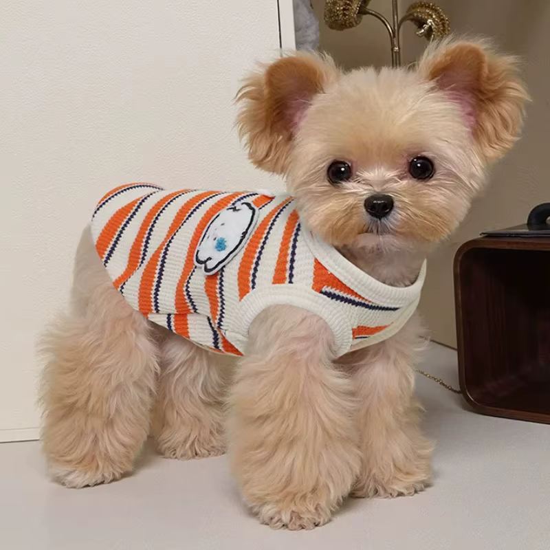 Chaleco de verano a rayas para perros y gatos – Fino con parche - imagen 5