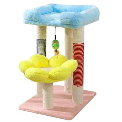 Árbol rascador para gatos con casa, columna de sisal y juguete