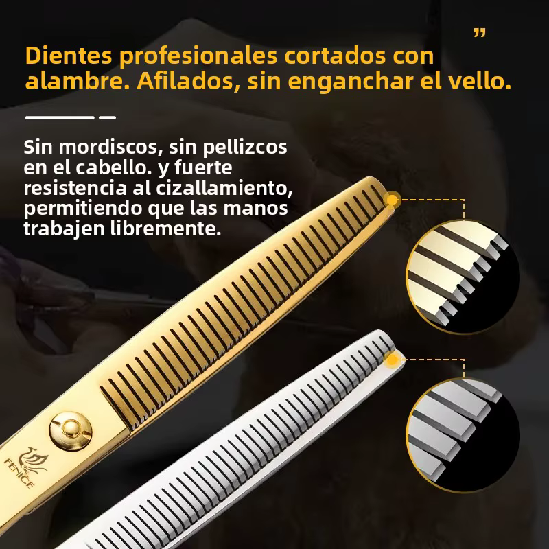 Tijeras profesionales peluquería canina Fenice para perros entresacar - imagen 3