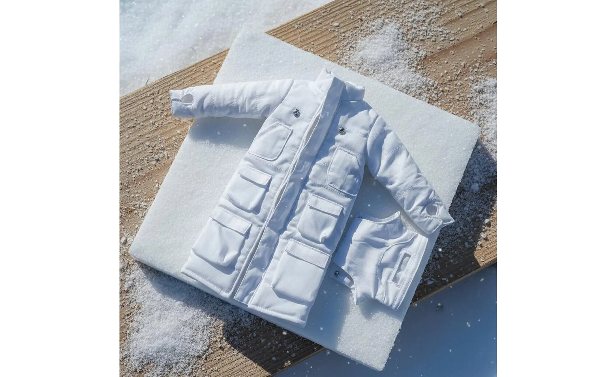 Chaqueta miniatura con cremalleras y bolsillos detallados