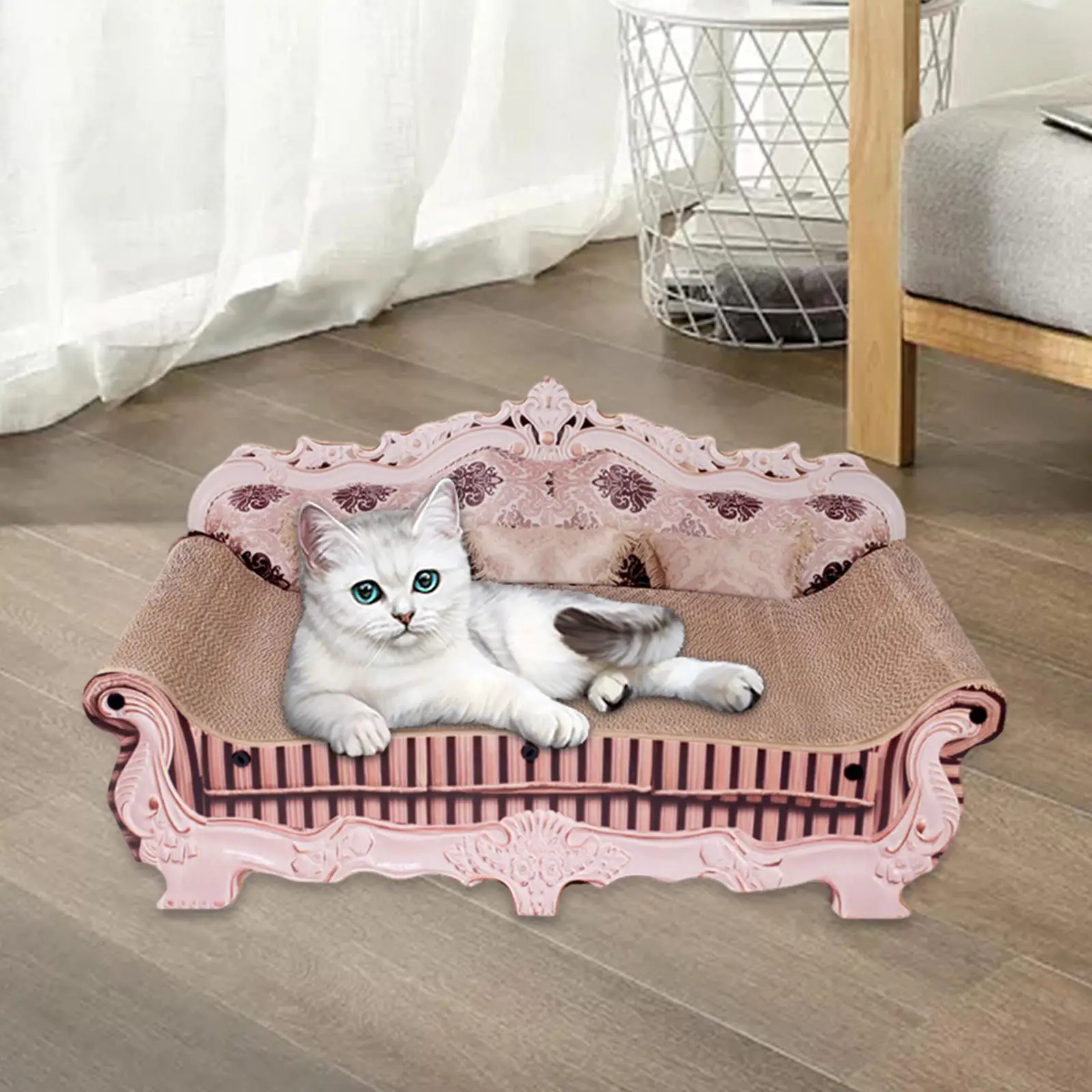 Rascador para gatos de cartón corrugado con diseño curvo