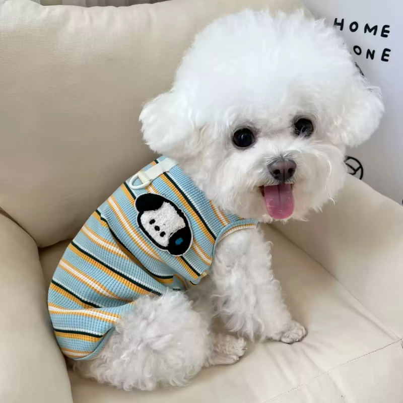 Chaleco a rayas con estampado de oso para perros y gatos pequeños - imagen 4