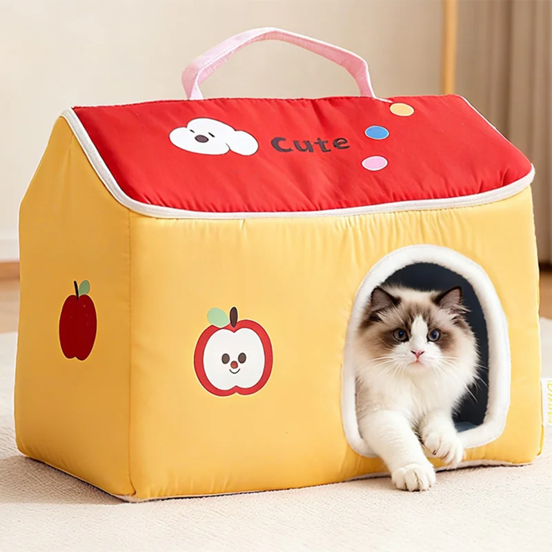 Nido para gatos en corduroy con diseño cerrado