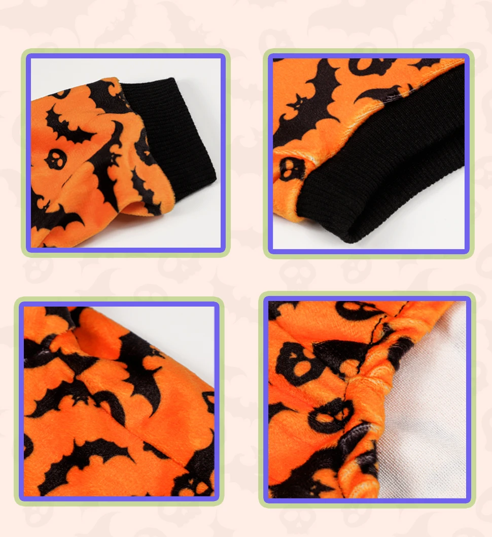 Estampado murciélago y calaveras