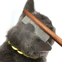 Peine deslanador acero inoxidable mango madera para gatos y perros