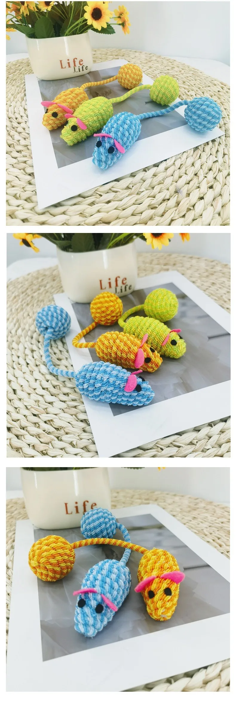 Juguetes de cuerdas interactivas para gatos en colores vivos
