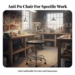 Silla Giratoria de Laboratorio y Oficina con Ruedas – Asiento Redondo Ajustable Anti-PU