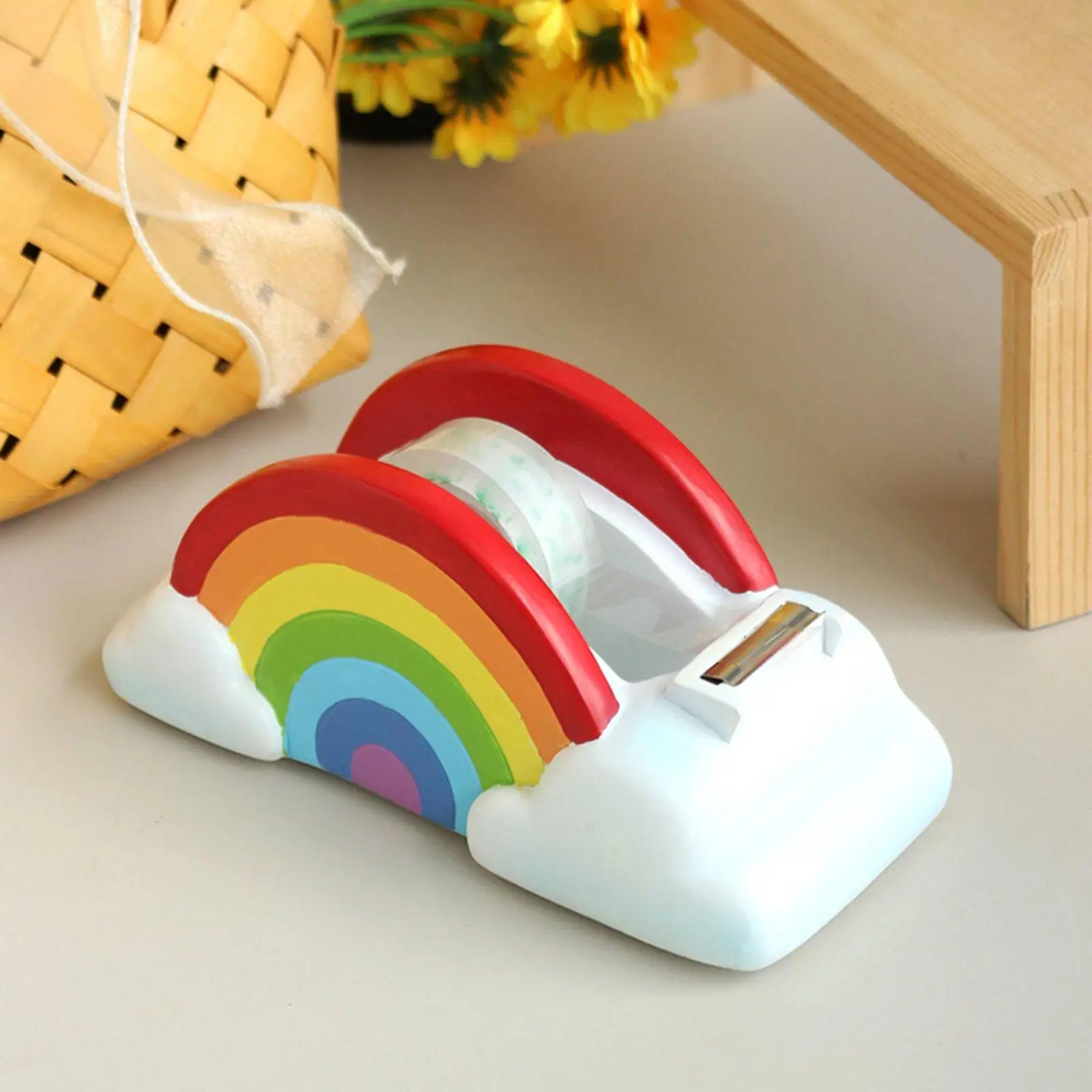 Dispensador de cinta adhesiva diseño arcoíris para manualidades y papelería - imagen 3