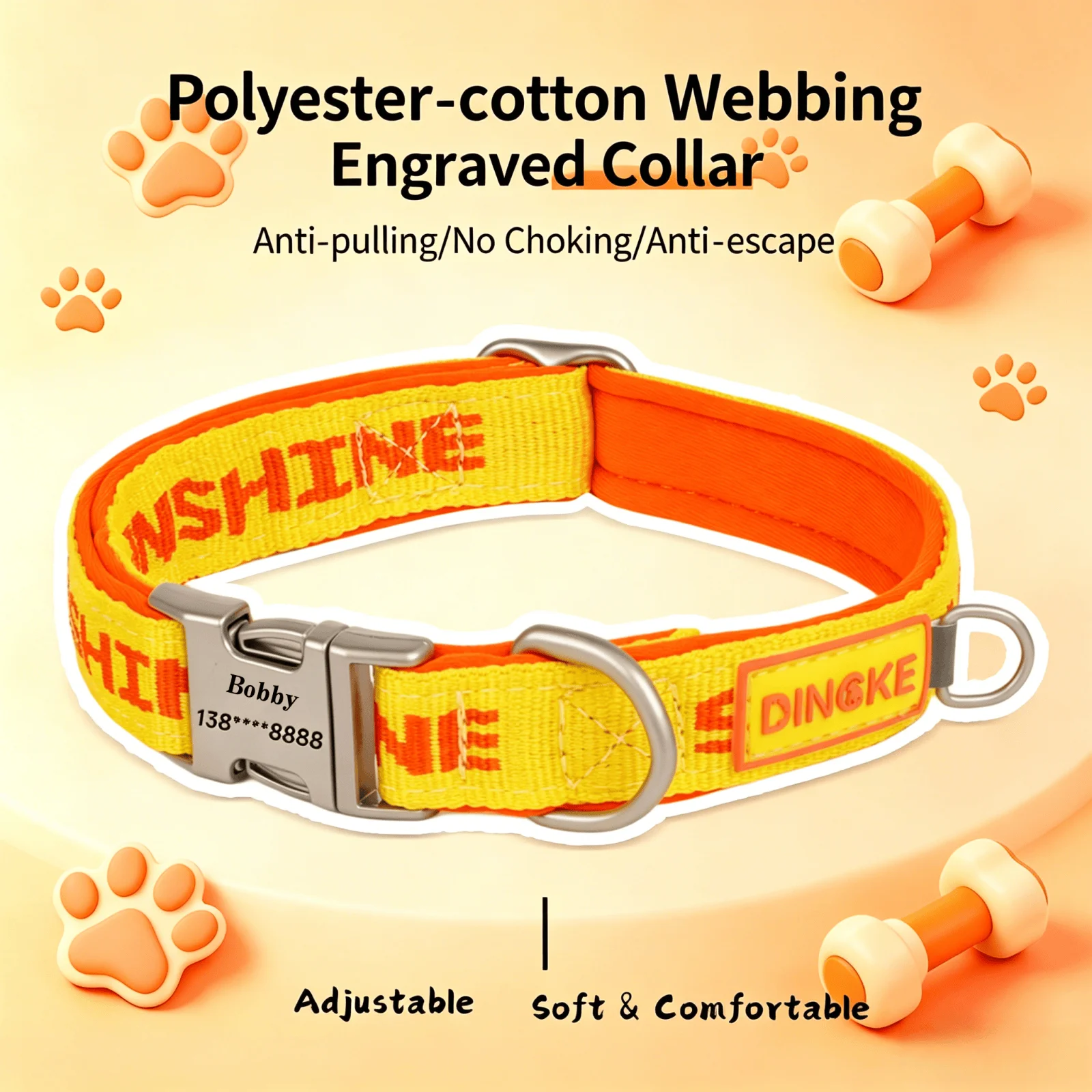 Collar personalizado con grabado y placa de identificación para perros - imagen 3