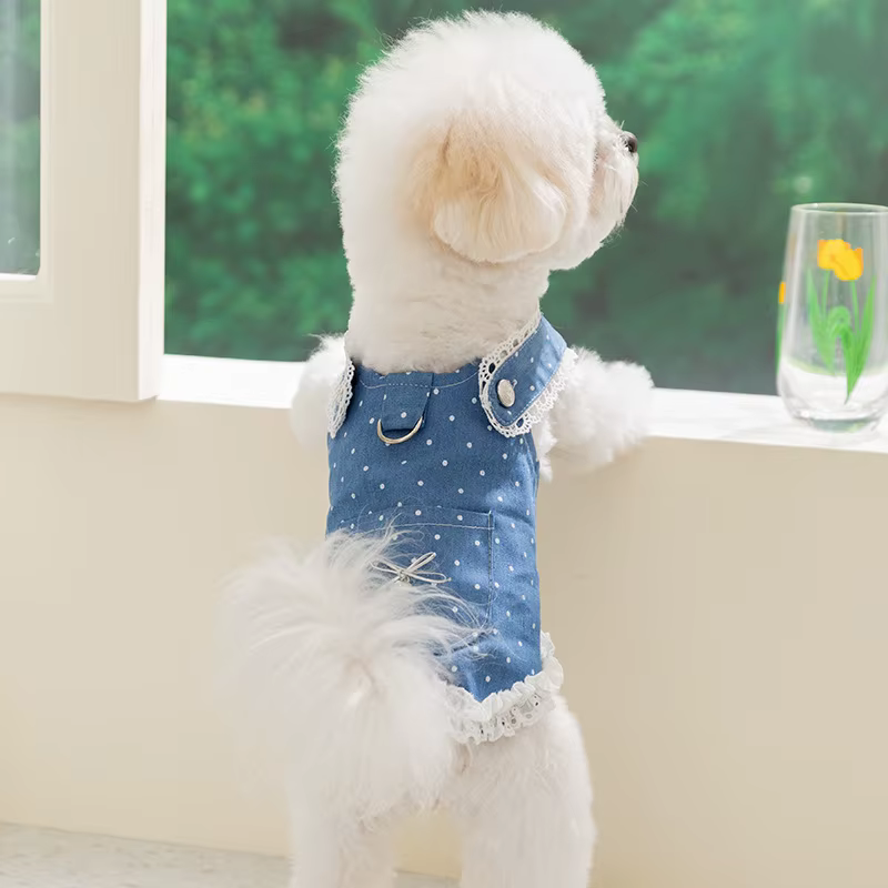 Vestido vaquero de verano para perras – Chihuahua, Yorkshire y Bichón