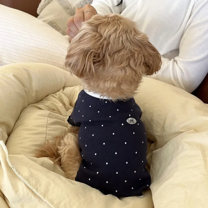 Camiseta de perro doblada mostrando su diseño