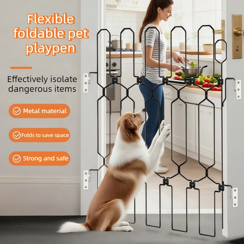Barrera retráctil metálica 78 cm para gatos y perros – Escaleras y puertas - imagen 4