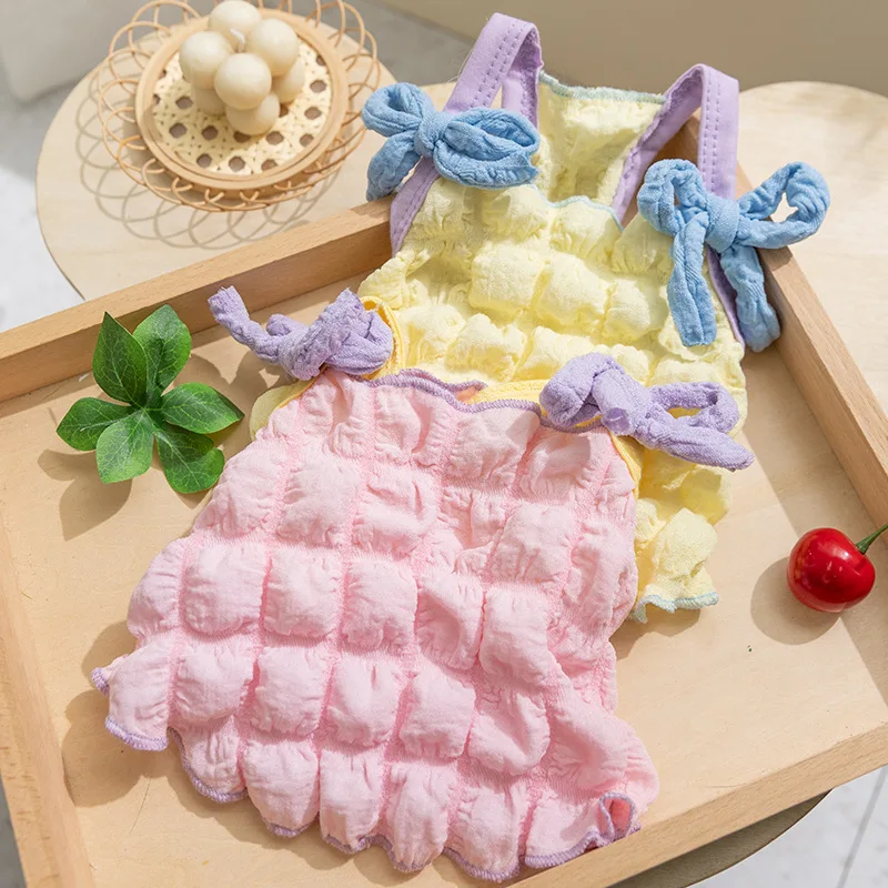 Vestido de cuadrícula con burbujas para mascotas