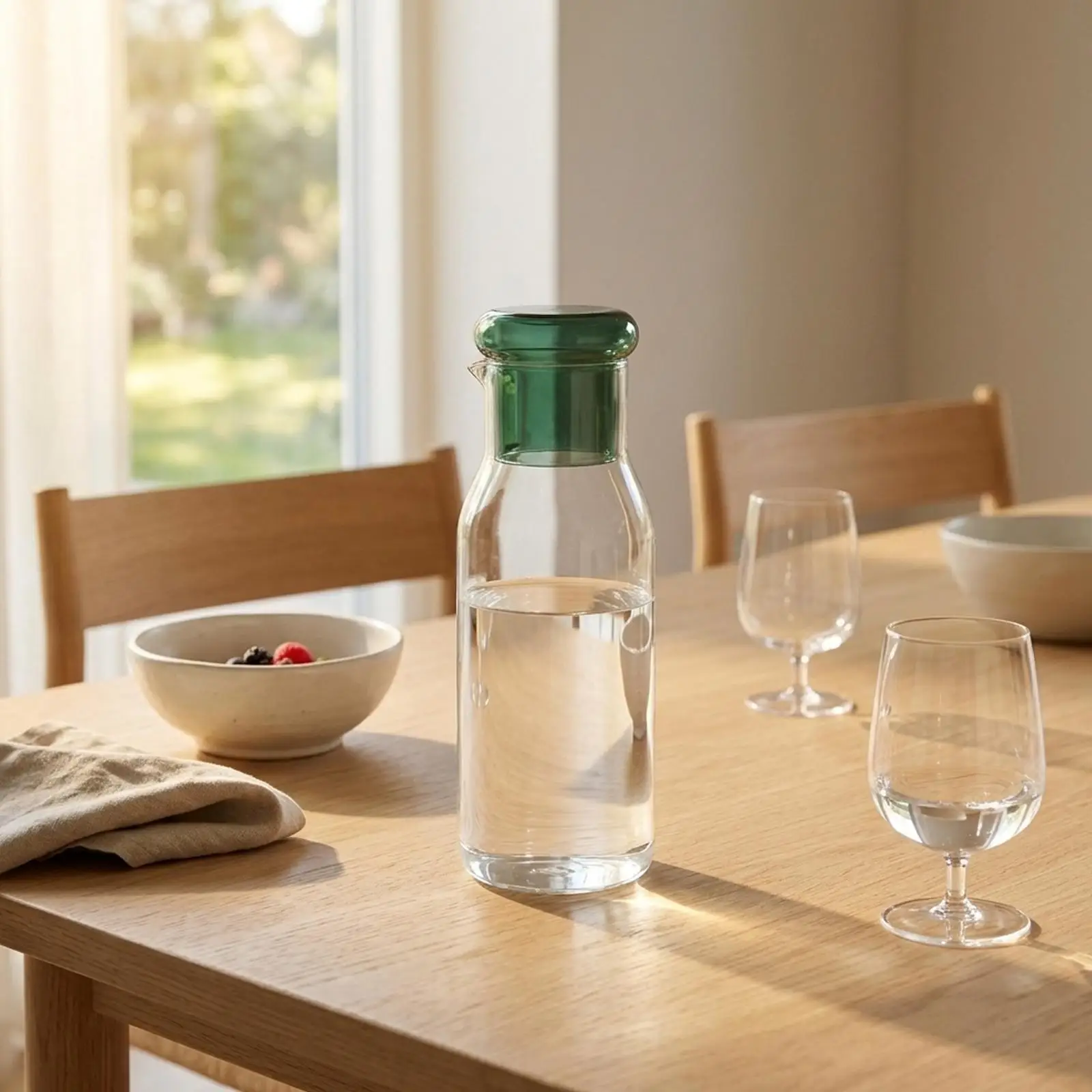 Jarra de vidrio con tapa y vaso para bebidas frías y calientes, limonada, té y zumos - imagen 2