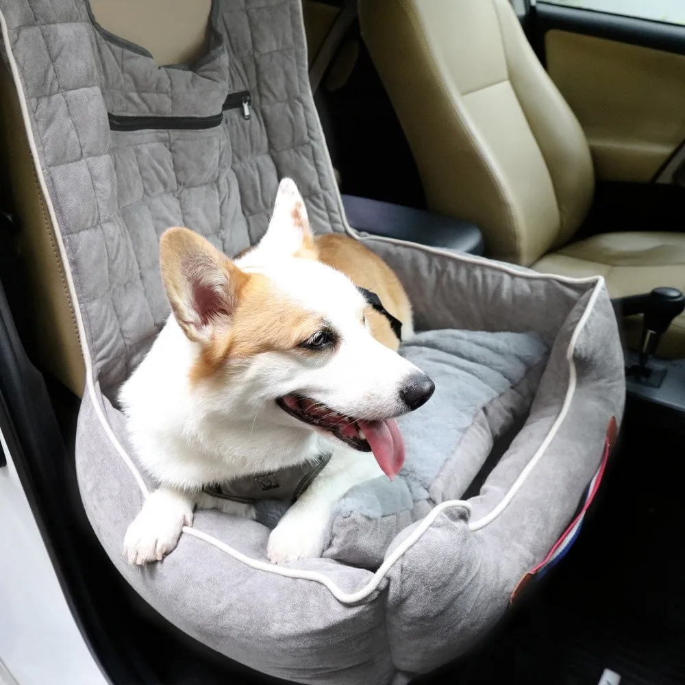 Asiento elevador coche para perros con cinturón – Impermeable - imagen 4