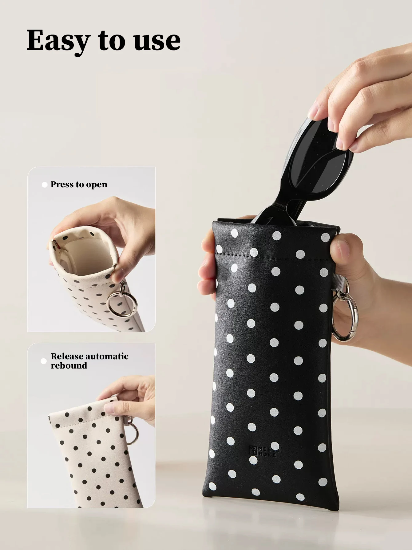 Funda estuche para gafas con paño, cierre a presión y diseño puntos - imagen 4